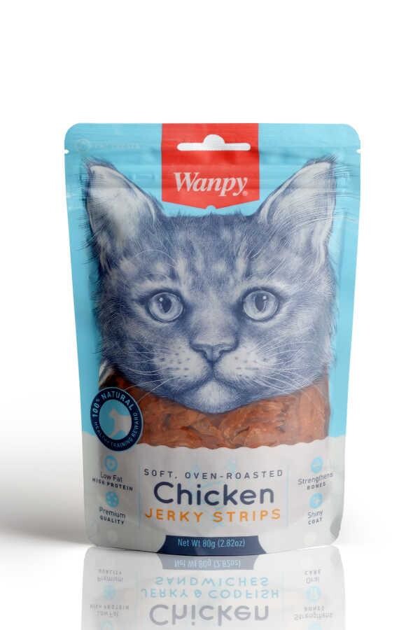Wanpy Gerçek Tavuk Fileto Yumuşak Kedi Ödülü 80 GR | SRC: Barcode: 6927749811299